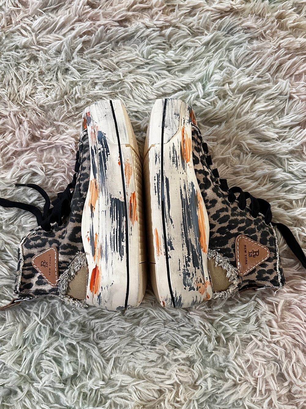New R13 Leopard-Print High-Top Sneaker in Brown Size 38 - Picture 5 of 11